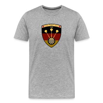 Dart Sport Germany 1545 - Men's Premium Organic T-Shirt - heather grey - Front - Damien (186cm)