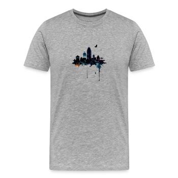 skyline,stadt,tinte,graffiti,urban - Männer Premium Bio T-Shirt - Grau meliert - Vorne - Damien (186cm)