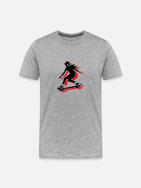Skateboarding Woman Symbol Skateboard - Men's Premium Organic T-Shirt - heather grey