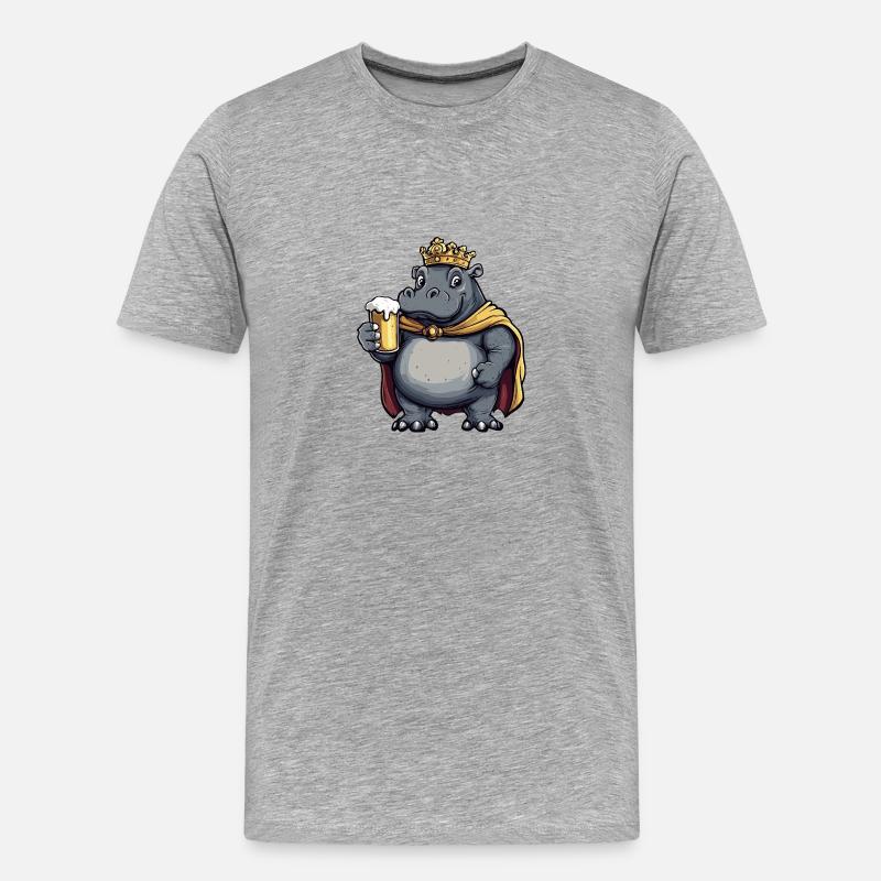 Nilpferd Bier Lustig - Männer Premium Bio T-Shirt - Grau meliert