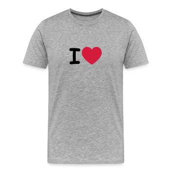 J'aime, j'aime, coeur - T-shirt bio Premium Homme - gris chiné - Devant - Damien (186cm)