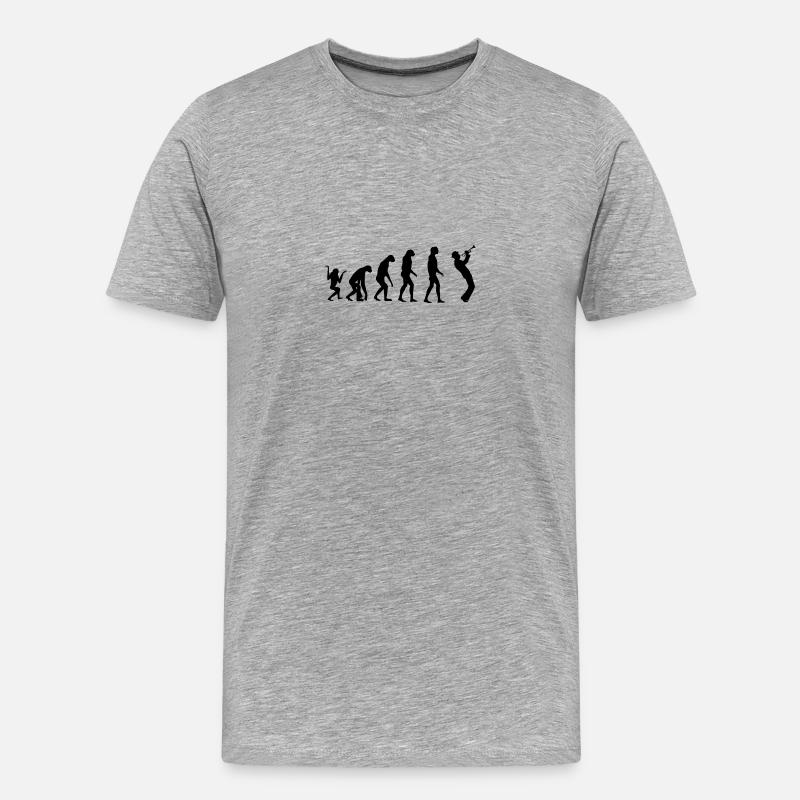 Evolution Trompete - Männer Premium Bio T-Shirt - Grau meliert