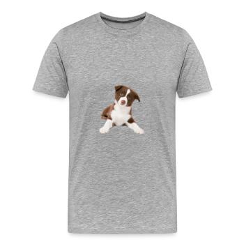 Welpe - Männer Premium Bio T-Shirt - Grau meliert - Vorne - Damien (186cm)