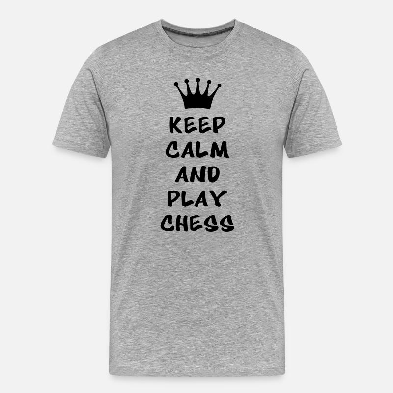 KEEP CALM AND PLAY CHESS - Männer Premium Bio T-Shirt - Grau meliert