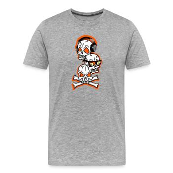 Battements de crâne avec écouteurs et os croisés - T-shirt bio Premium Homme - gris chiné - Devant - Damien (186cm)
