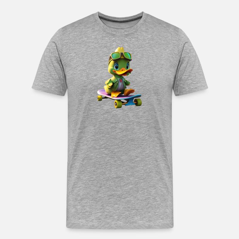Skating Duck 2 - Männer Premium Bio T-Shirt - Grau meliert