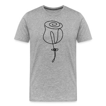 Fleur de rose minimaliste dessinée à la main - T-shirt bio Premium Homme - gris chiné - Devant - Damien (186cm)