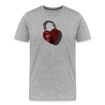 Motif de serrure en cœur - T-shirt bio Premium Homme - gris chiné - Devant - Damien (186cm)