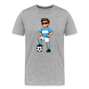 Soccer Boy Fan d’Argentine Drapeau argentin - T-shirt bio Premium Homme - gris chiné - Devant - Damien (186cm)