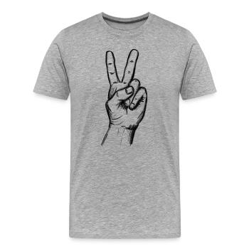 Signe de la main de la victoire – Illustration - T-shirt bio Premium Homme - gris chiné - Devant - Damien (186cm)