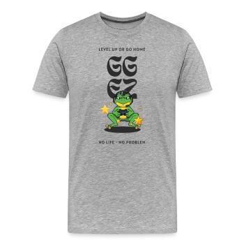 Montée de niveau du joueur grenouille - T-shirt bio Premium Homme - gris chiné - Devant - Damien (186cm)
