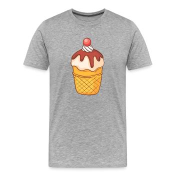 Eis Speiseeis Eiskrem Eiscreme Kugeleis Eisbecher - Männer Premium Bio T-Shirt - Grau meliert - Vorne - Damien (186cm)