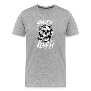 OG Kush Raucher Totenkopf Joint - Männer Premium Bio T-Shirt - Grau meliert - Vorne - Damien (186cm)