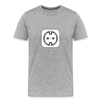 Symbole de prise électrique Électricien - T-shirt bio Premium Homme - gris chiné - Devant - Damien (186cm)