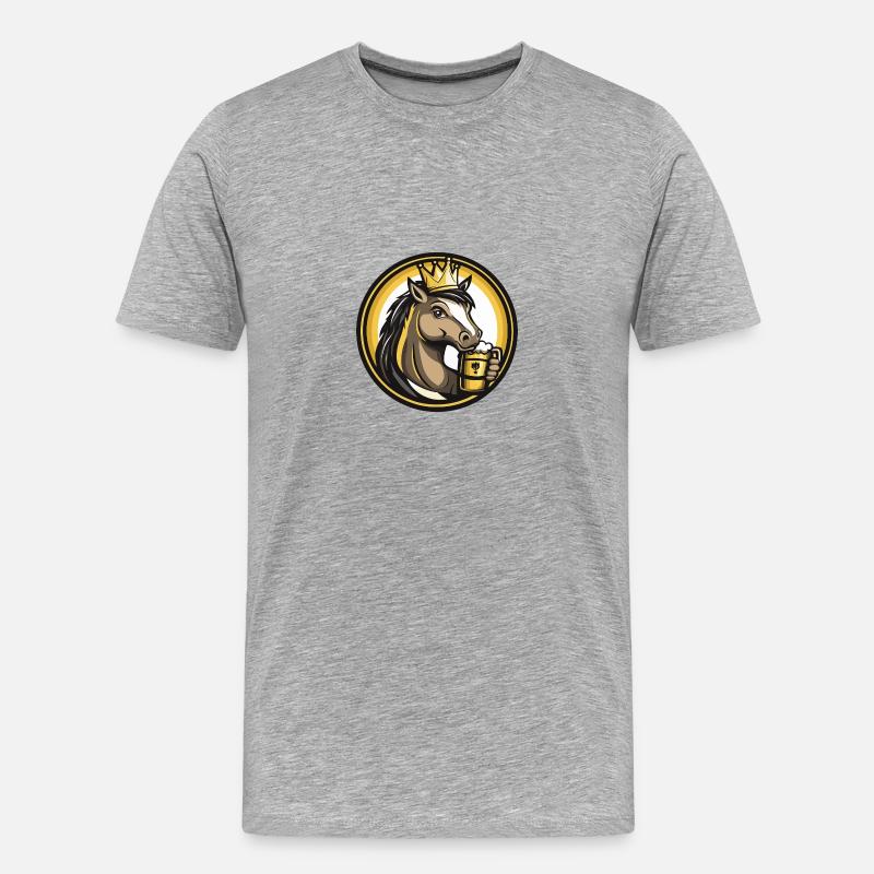 Pferd Bier Comic - Männer Premium Bio T-Shirt - Grau meliert