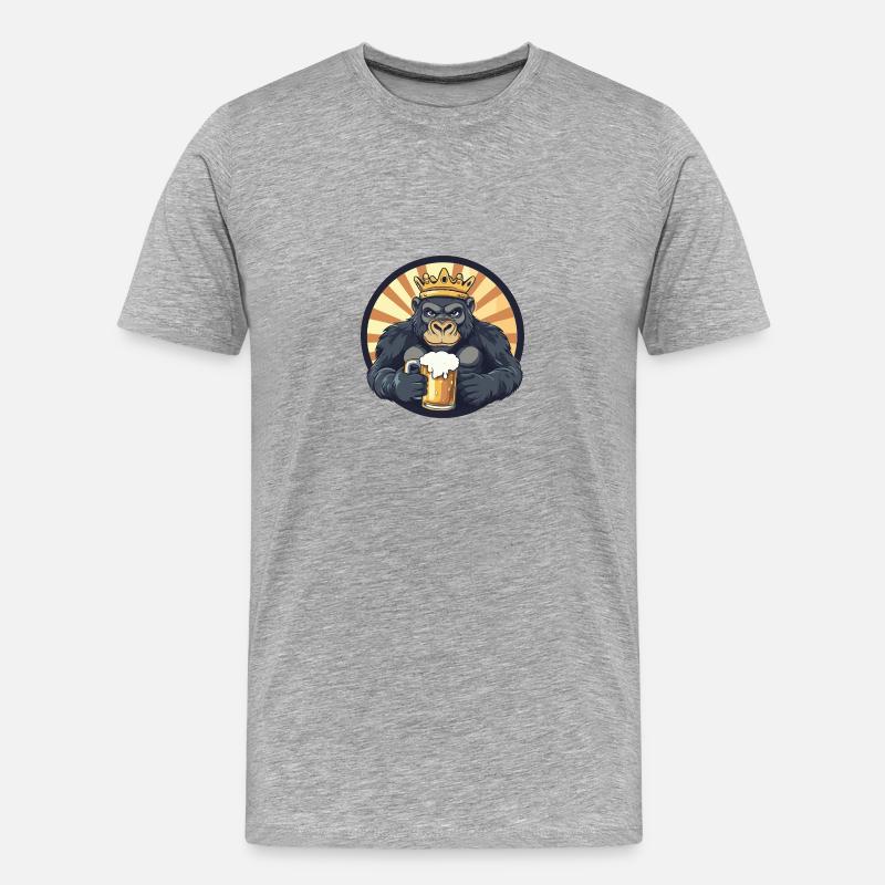Gorilla Bier Comic - Männer Premium Bio T-Shirt - Grau meliert