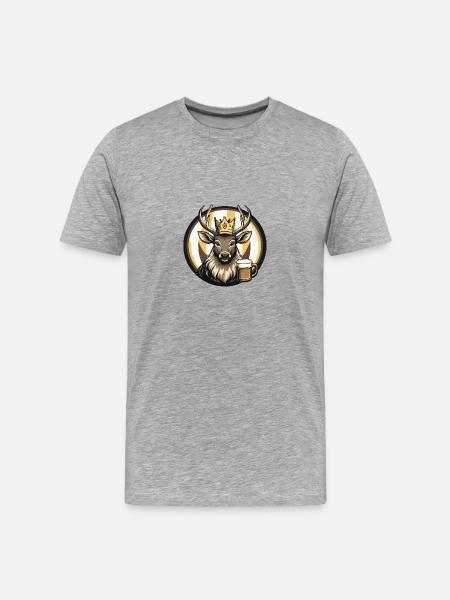 Deer Beer Comic - Men's Premium Organic T-Shirt - heather grey