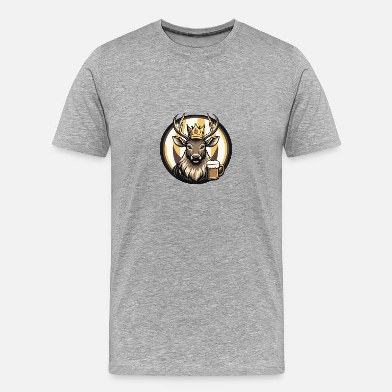 Hirsch Bier Comic - Männer Premium Bio T-Shirt - Grau meliert