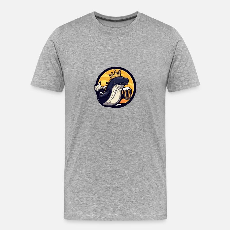 Wal Bier Comic - Männer Premium Bio T-Shirt - Grau meliert