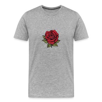 Rose Blume - Männer Premium Bio T-Shirt - Grau meliert - Vorne - Damien (186cm)