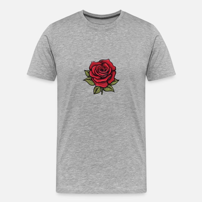 Rose Blume - Männer Premium Bio T-Shirt - Grau meliert