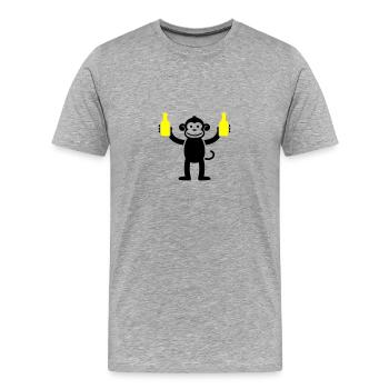 Affe Mit Bier Lustig Party - Männer Premium Bio T-Shirt - Grau meliert - Vorne - Damien (186cm)