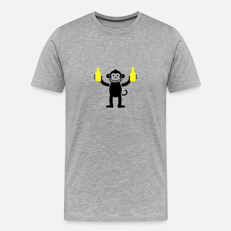 Affe Mit Bier Lustig Party - Männer Premium Bio T-Shirt - Grau meliert