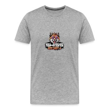 Suisse 2024 Fête Fox Swiss - T-shirt bio Premium Homme - gris chiné - Devant - Damien (186cm)