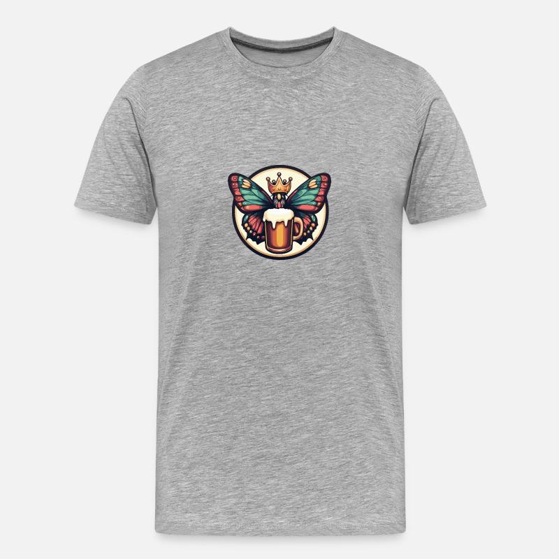 Schmetterling Bier Comic - Männer Premium Bio T-Shirt - Grau meliert