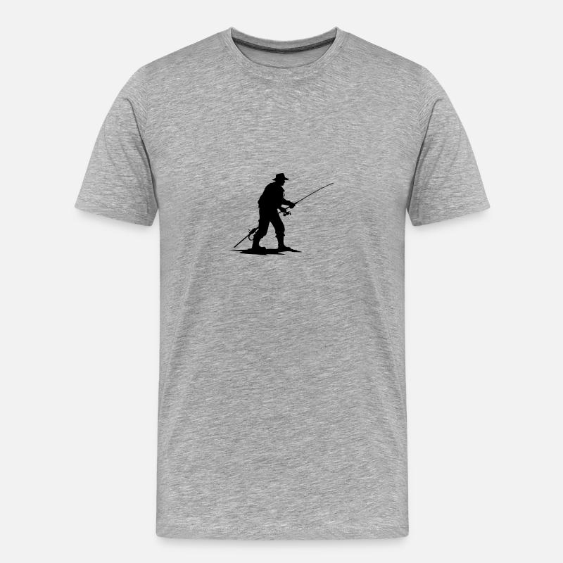 Fishing Mann Symbol - Männer Premium Bio T-Shirt - Grau meliert