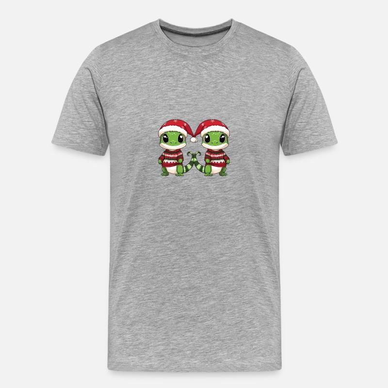 Echse Weihnachten Team - Männer Premium Bio T-Shirt - Grau meliert