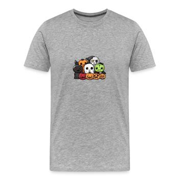 Halloween Party Trick Or Treat Dessin animé - T-shirt bio Premium Homme - gris chiné - Devant - Damien (186cm)