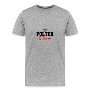 Polter Crew Fiançailles Mariage - T-shirt bio Premium Homme - gris chiné - Devant - Damien (186cm)