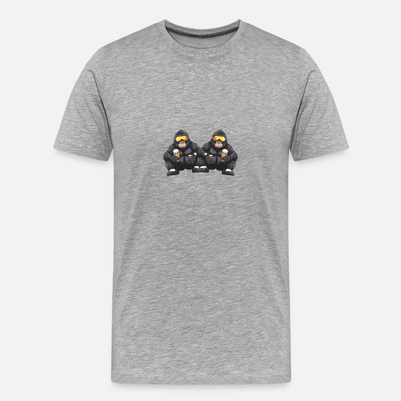 Gorilla Ski Team Bier - Männer Premium Bio T-Shirt - Grau meliert