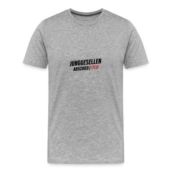 Enterrement de vie de garçon Équipage Enterrement de vie de garçon - T-shirt bio Premium Homme - gris chiné - Devant - Damien (186cm)