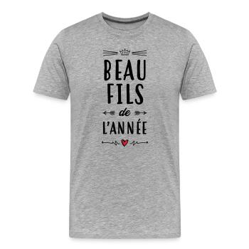Stieftochter / Schwiegersohn / Sohn / Tochter - Männer Premium Bio T-Shirt - Grau meliert - Vorne - Damien (186cm)