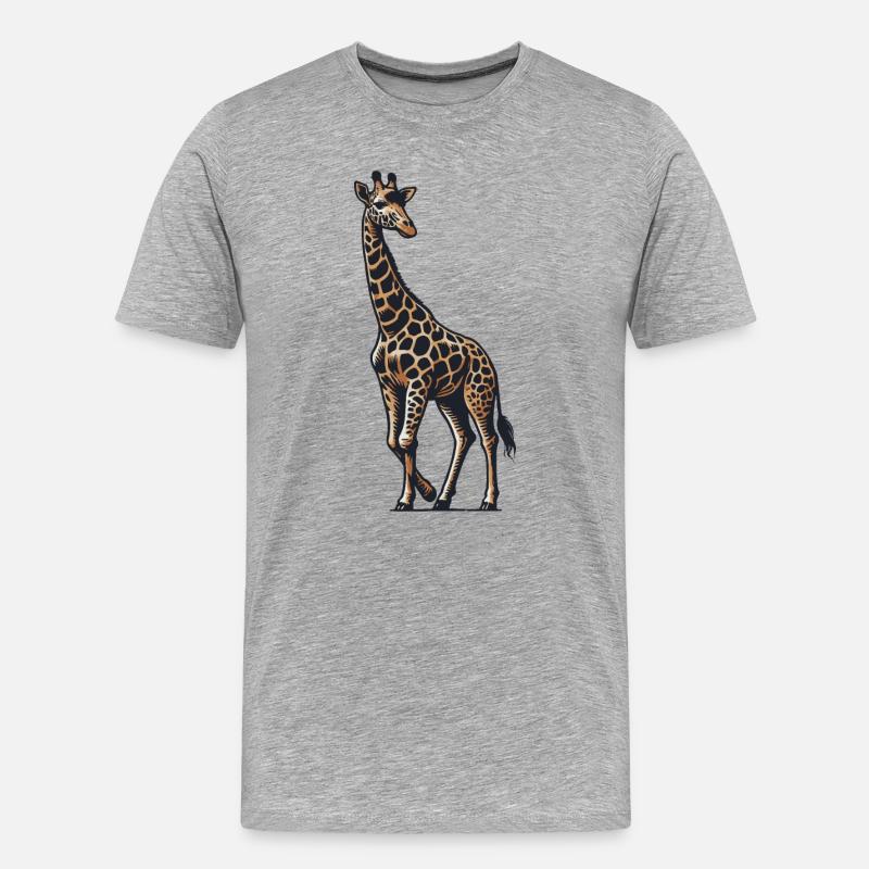 Giraffe - Männer Premium Bio T-Shirt - Grau meliert