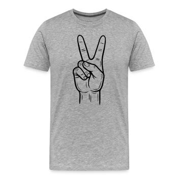 Signe de la main de la paix – Symbole de la victoire - T-shirt bio Premium Homme - gris chiné - Devant - Damien (186cm)