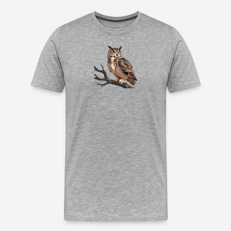 Uhu Eule - Männer Premium Bio T-Shirt - Grau meliert