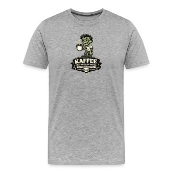 Kaffee Zombie Tech-Gag - Männer Premium Bio T-Shirt - Grau meliert - Vorne - Damien (186cm)