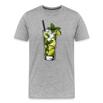 Verre Mojito à la menthe et citron vert - T-shirt bio Premium Homme - gris chiné - Devant - Damien (186cm)