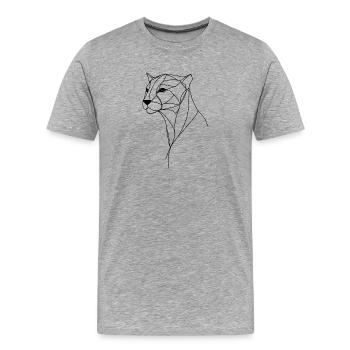 Panther feine Linienkunst - Männer Premium Bio T-Shirt - Grau meliert - Vorne - Damien (186cm)