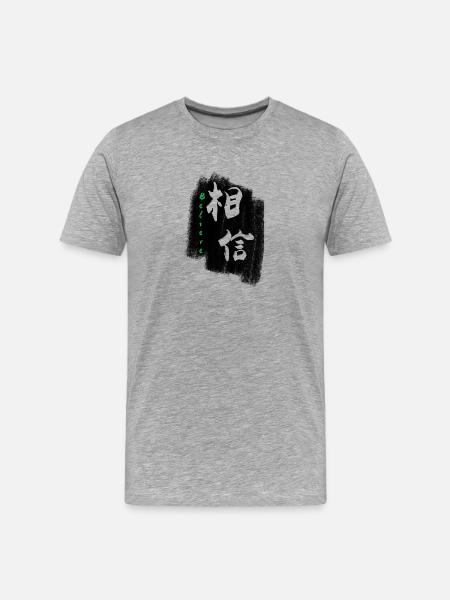 Glaube an Chinesisch - Männer Premium Bio T-Shirt - Grau meliert