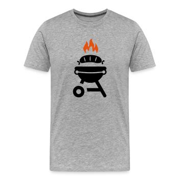 Grill mit Wurst - Männer Premium Bio T-Shirt - Grau meliert - Vorne - Damien (186cm)