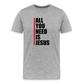Strip Need Jesus - Men's Premium Organic T-Shirt - heather grey - Front - Damien (186cm)