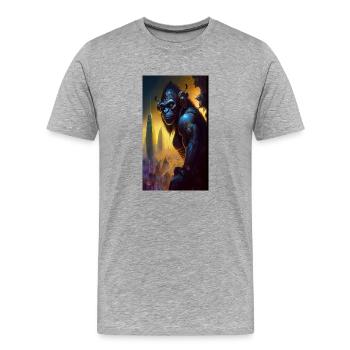 MOTHER SPACESHIP ABOVE FUTURISTIC CITY INHABITED - T-shirt bio Premium Homme - gris chiné - Devant - Damien (186cm)