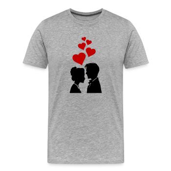 Mariage de couple Mariage de couple - T-shirt bio Premium Homme - gris chiné - Devant - Damien (186cm)