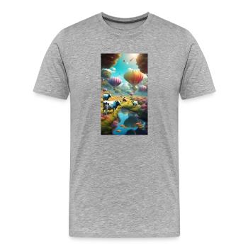 Kühe und Heissluftballons - Männer Premium Bio T-Shirt - Grau meliert - Vorne - Damien (186cm)