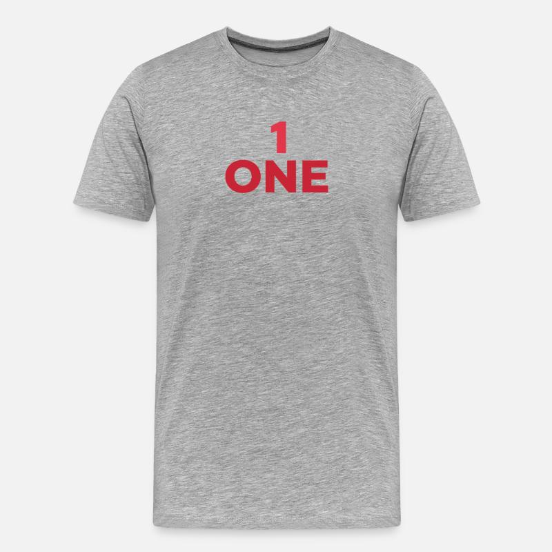 AUSGEWIESENE NUMMER EINS IN ROT - Männer Premium Bio T-Shirt - Grau meliert