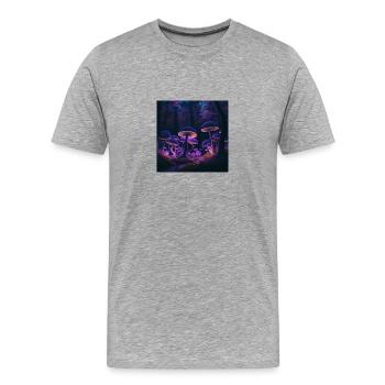 pilze - Männer Premium Bio T-Shirt - Grau meliert - Vorne - Damien (186cm)